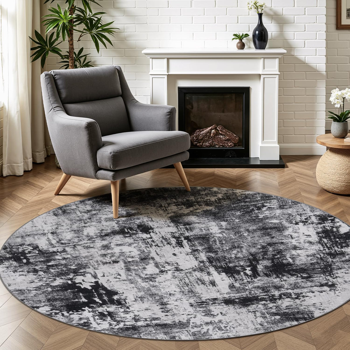 Rugflix 8x10 Area Rug for Living Room, Washable Navy Blue Dark Black Carpet