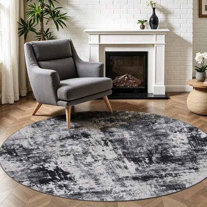 Rugflix 8x10 Area Rug for Living Room, Washable Navy Blue Dark Black Carpet
