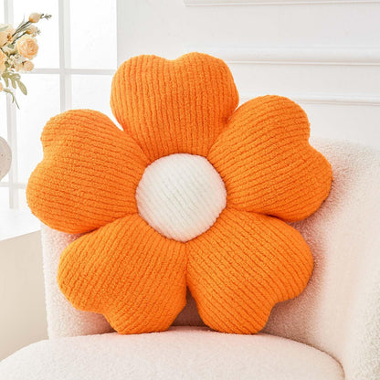 Kcvvcr Flower Throw Pillow, Cute Flower Shaped Pillow Decorative Throw Pillow for Bed Couch, Soft Daisy Pillows Floor Seating Cushion Cushions (14.9 Inch White+Green)