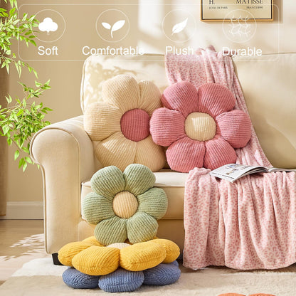 XIAIJIA 3PCS Flower Pillow, Daisy Throw Pillows, Flower Cushion 15.7 Inch