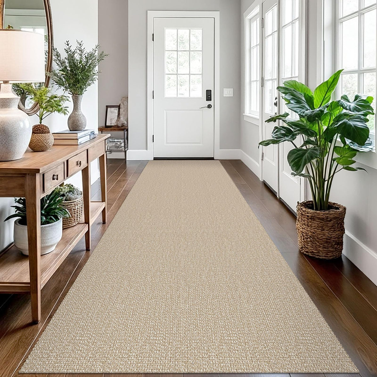 EARTHALL Washable Area Rug, Non Slip Entryway Rug, 4x6 Ft, Sand/Beige