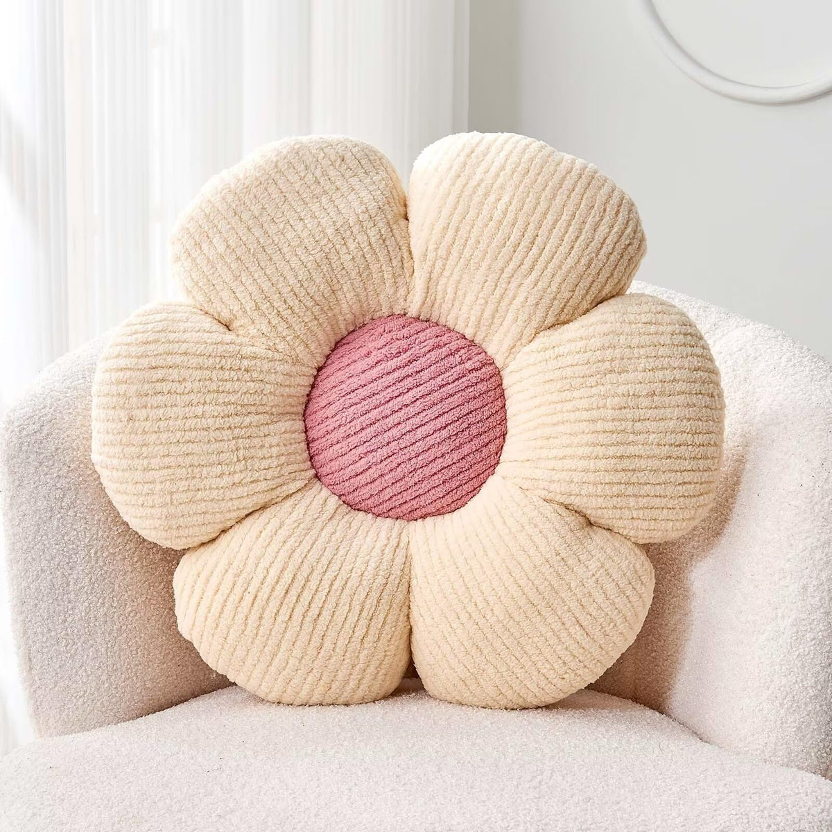 Kcvvcr Flower Throw Pillow, Soft White 14.9" Shaped Floor Pillow for Home Decor, Cute Aesthetic Plush Decorative Pillows for Bed, Sofa, Couch