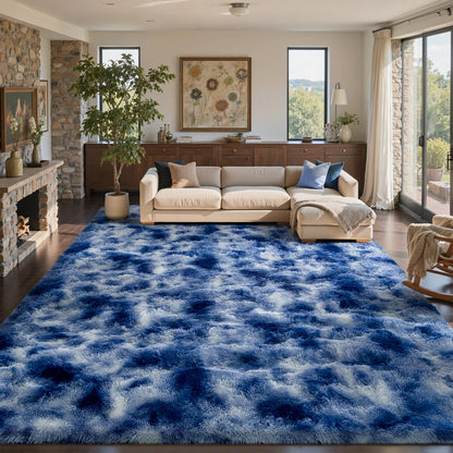 6x9 Ft Large Shag Rugs for Living Room Decor, Tie-Dyed Ultra Soft Fluffy Furry Area Rugs for Bedroom Indoor Floor, Aesthetic Carpet for Kids Home (Dark Grey)