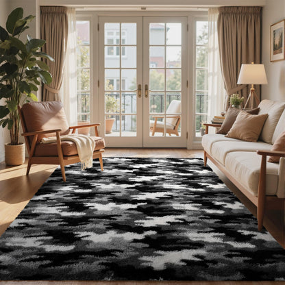 6x9 Ft Large Shag Rugs for Living Room Decor, Tie-Dyed Ultra Soft Fluffy Furry Area Rugs for Bedroom Indoor Floor, Aesthetic Carpet for Kids Home (Dark Grey)