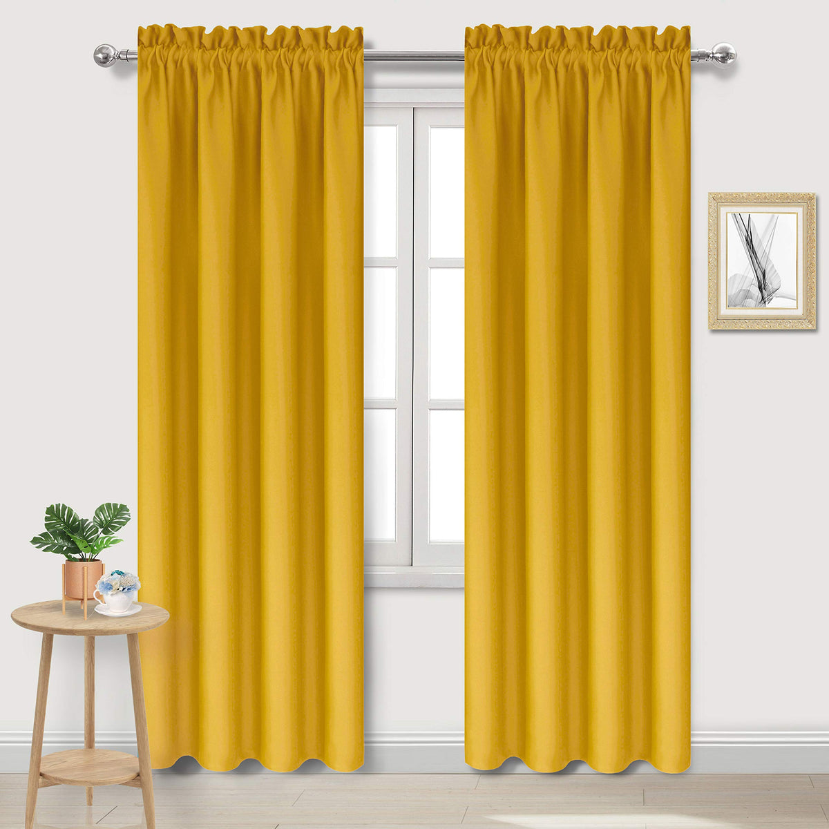 DWCN Blackout Curtains for Bedroom Living Room 42 x 63 Inch Long Black
