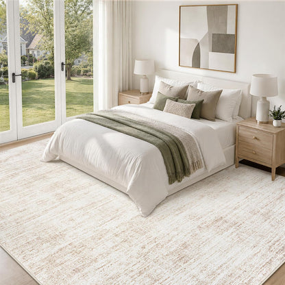 8x10 Area Rugs for Living Room Washable Rug Neutral Abstract Beige Carpet