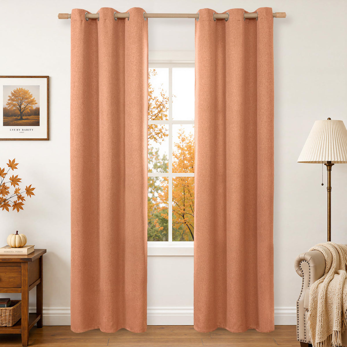 BGment Oatmeal Linen Curtains 84 Inch Length 2 Panels Set for Living Room
