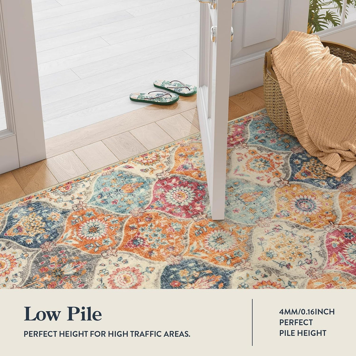 Lahome Moroccan Kitchen Rugs Non Slip Washable, 2x4 Rugs for Entryway