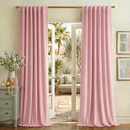 NICETOWN Olive Green Velvet Blackout Curtains 84" Long, 52" Wide, 2 Panels