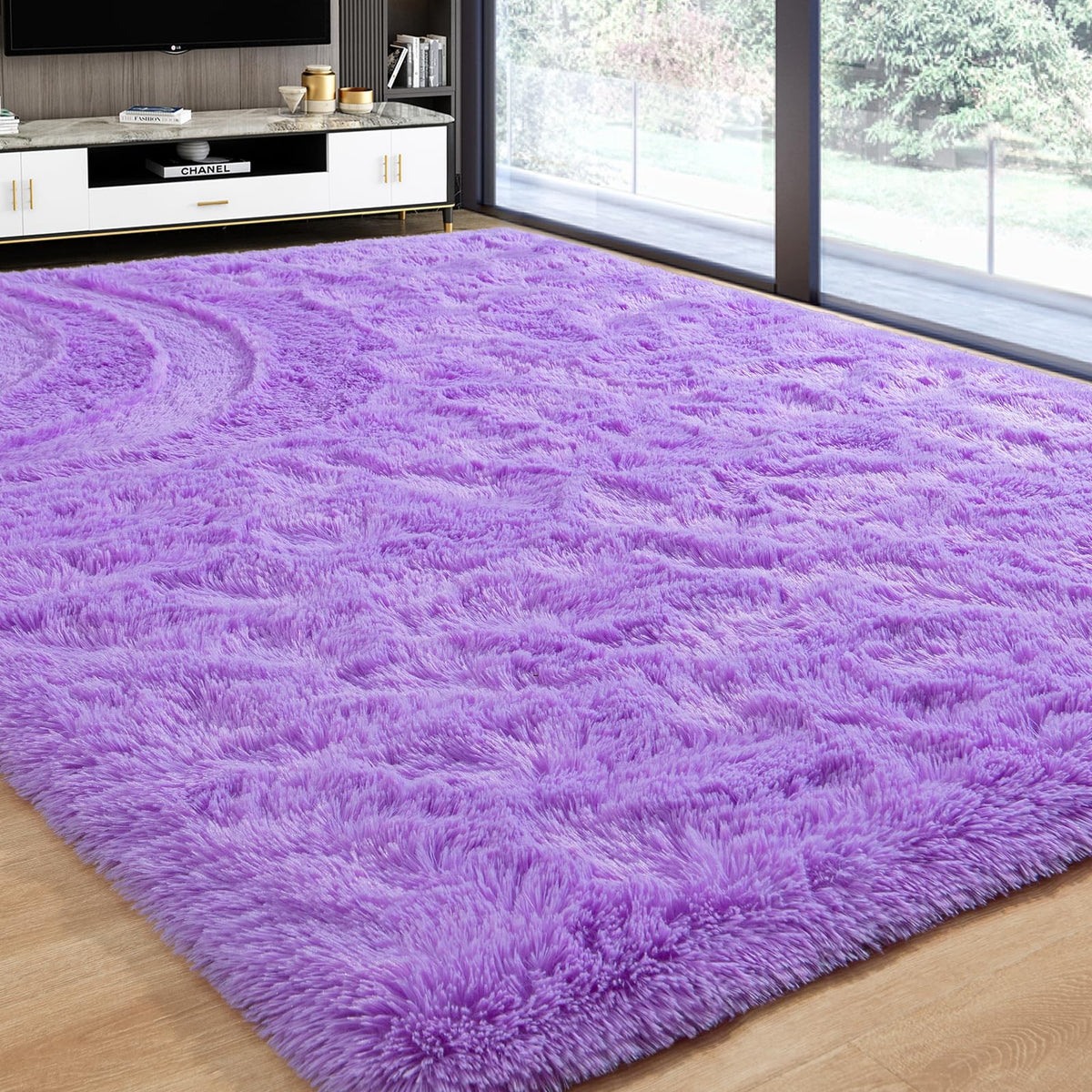 Softlife Rugs for Bedroom 4x5.3 Feet Purple Area Rug for Living Room Super Soft Shaggy Rugs for Dorm Fluffy Fuzzy Carpets Long Plush Bedside Rug Nursery Girls Boys Kids Room Home Christmas Decoration