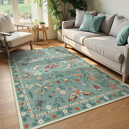 Lahome Bug Washable Area Rugs 5x7, Soft Green Rug for Living Room Bedroom