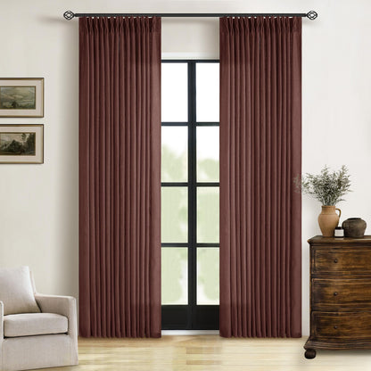 TWODRAPES Natural Pinch Pleated Linen Semi Sheer 84 Inch Curtains 2 Panels