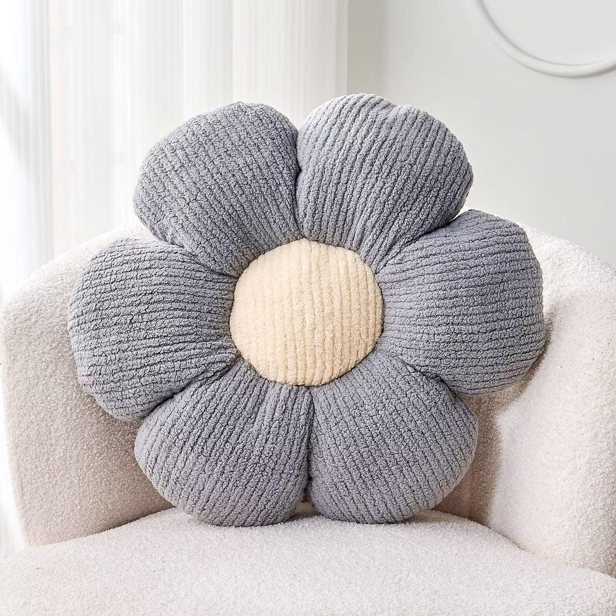 Kcvvcr Flower Throw Pillow, Soft White 14.9" Shaped Floor Pillow for Home Decor, Cute Aesthetic Plush Decorative Pillows for Bed, Sofa, Couch