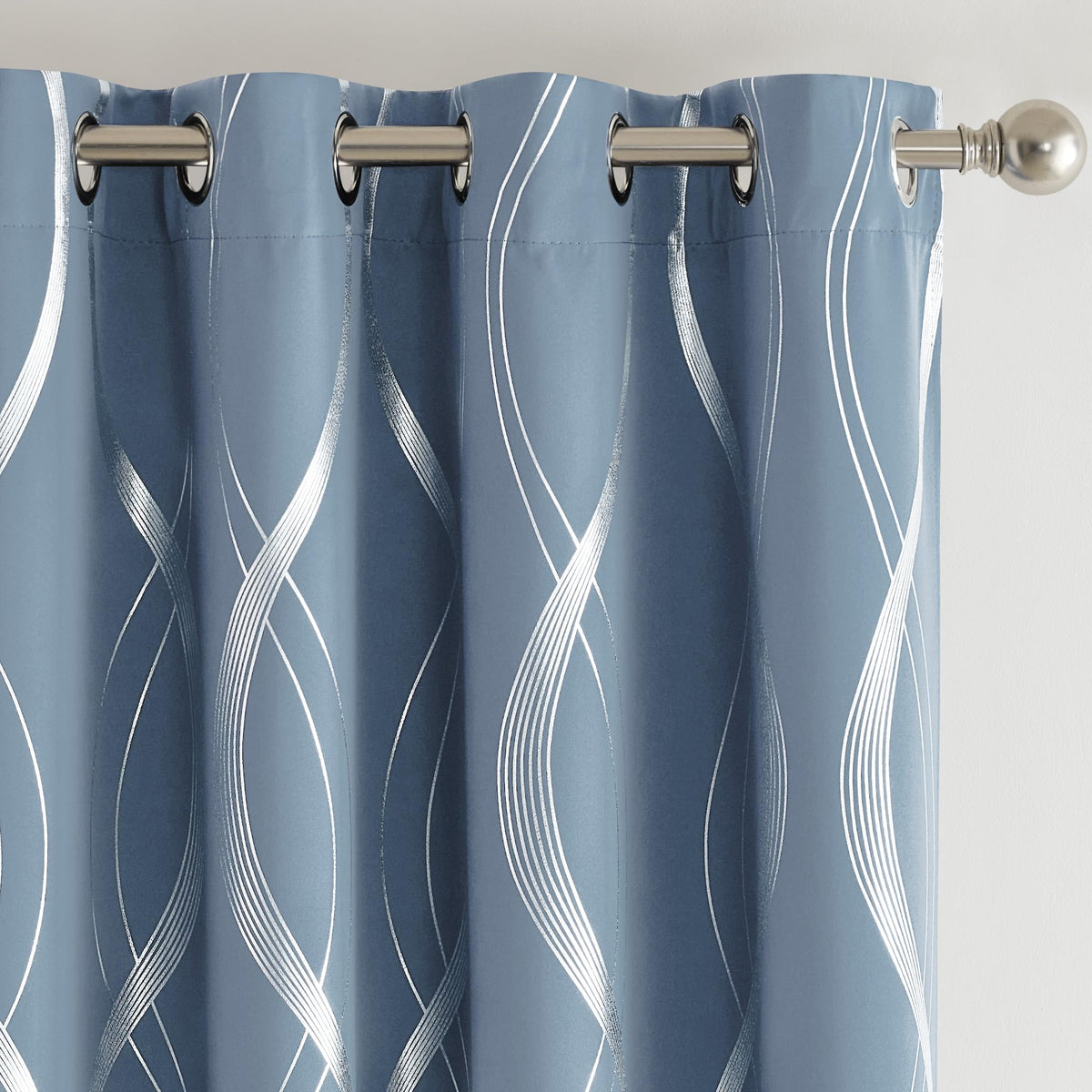 NICETOWN Grey Blackout Striped Pattern Curtains for Living Room, 52 x 84