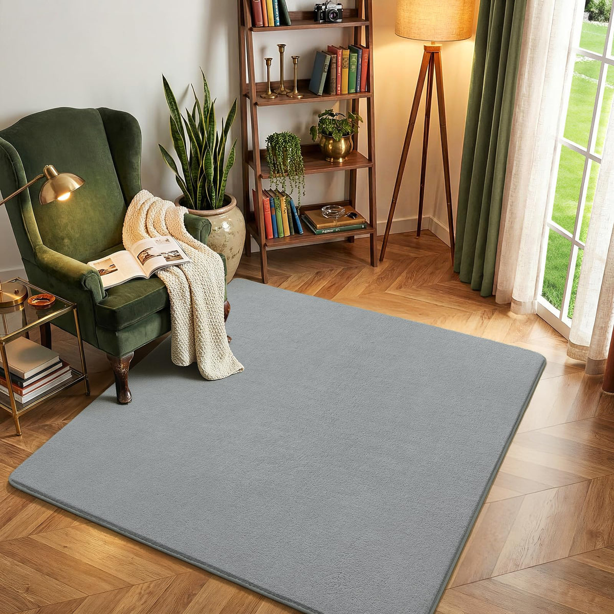 Amearea Modern Area Rugs for Bedroom Living Room, 4x6 Blue Memory Foam Rug