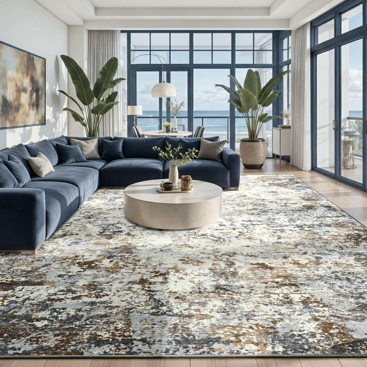 Toneed 4x6 Feet Washable Area Rugs for Bedroom Living Room, 48"x72" Grey