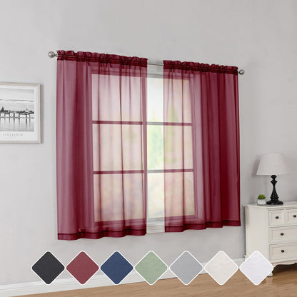 Simplebrand Black Sheer Curtains 84 Inches Long 2 Panels for Living Room