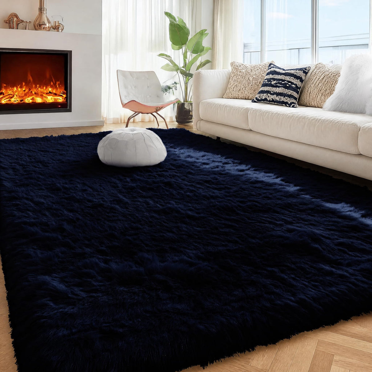 Fluffy Grey Rug for Bedroom 4x6, Modern Area Rugs for Kids Room Living Room