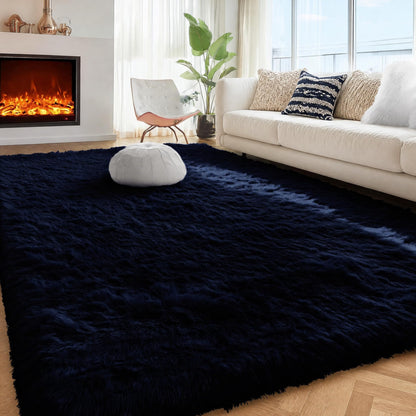 Fluffy Grey Rug for Bedroom 4x6, Modern Area Rugs for Kids Room Living Room