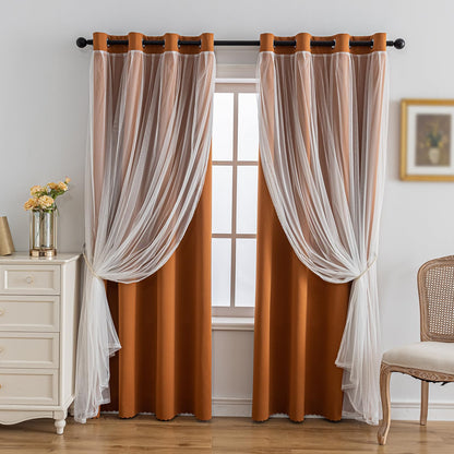 Anytime Double Layer Blackout Curtains 2 Panels，52Wx84L，Greyish White