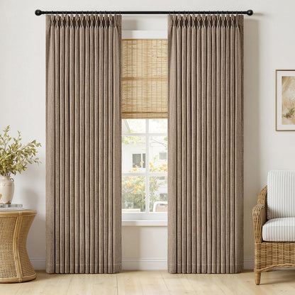 MIULEE Pinch Pleated Linen Curtains 90 Inches Long 2 Panels Natural