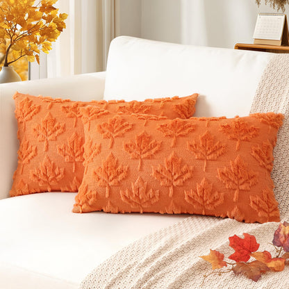Artscope Fall Pillow Covers 18 x 18 Set of 2 Decorative Autumn Harvest Holiday Pumpkin Throw Pillow Cases Soft Plush Faux Fur Couch Cushion Case for Farmhouse Halloween Sofa Bed Room Home Decor-Rust
