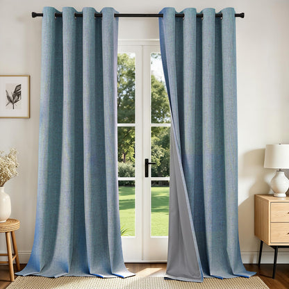 Joydeco Blackout Curtains 84 Inch Long, Linen Black Out Curtains for Bedroom 2 Panels with Grommet, Thermal Insulated, Noise Reducing Room Darkening Drapes Privacy Protection for Living Room Window