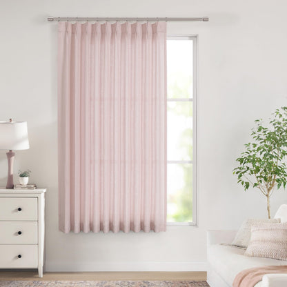 Vision Home Natural Linen Pinch Pleated Semi Sheer Curtains 42Wx90Lx2