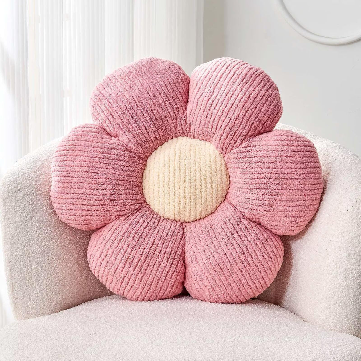 Kcvvcr Flower Throw Pillow, Soft White 14.9" Shaped Floor Pillow for Home Decor, Cute Aesthetic Plush Decorative Pillows for Bed, Sofa, Couch