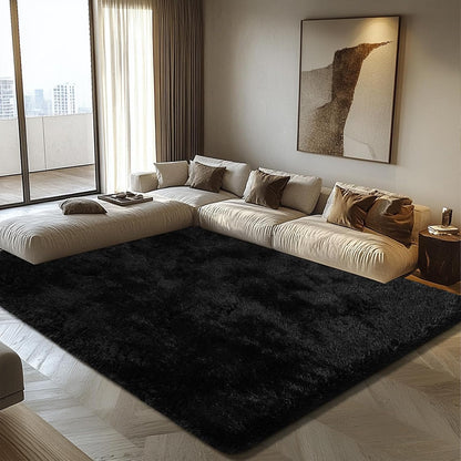 8x10 Fluffy Area Rugs for Living Room,Black Large Shag Area Rug for Bedroom