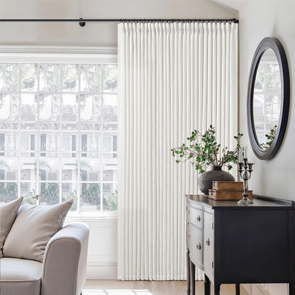 TWODRAPES Natural Pinch Pleated Linen Semi Sheer 84 Inch Curtains 2 Panels