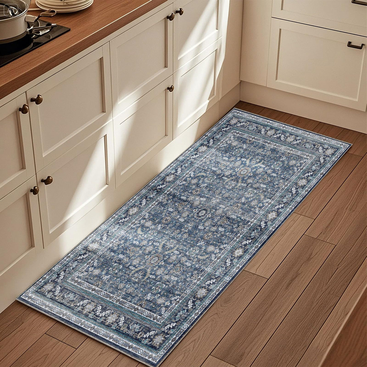 OPPODREAM Vintage Blue Area Rugs 5x7, Washable Rug for Living Room