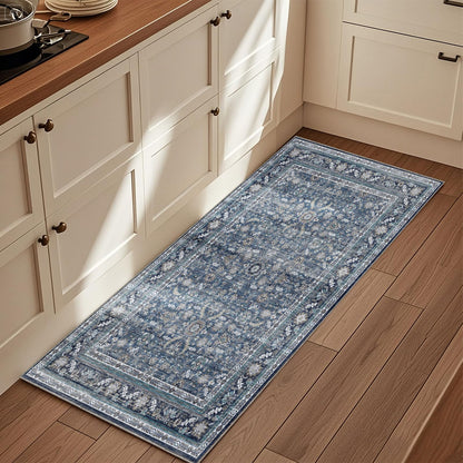 OPPODREAM Vintage Blue Area Rugs 5x7, Washable Rug for Living Room