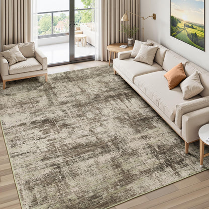 8x10 Area Rug for Living Room, Abstract Washable Non-Slip Large Rugs, Gold