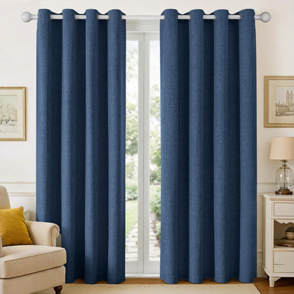 Joydeco 100% Blackout Curtains 63 Inch Length 2 Panels, Greyish White