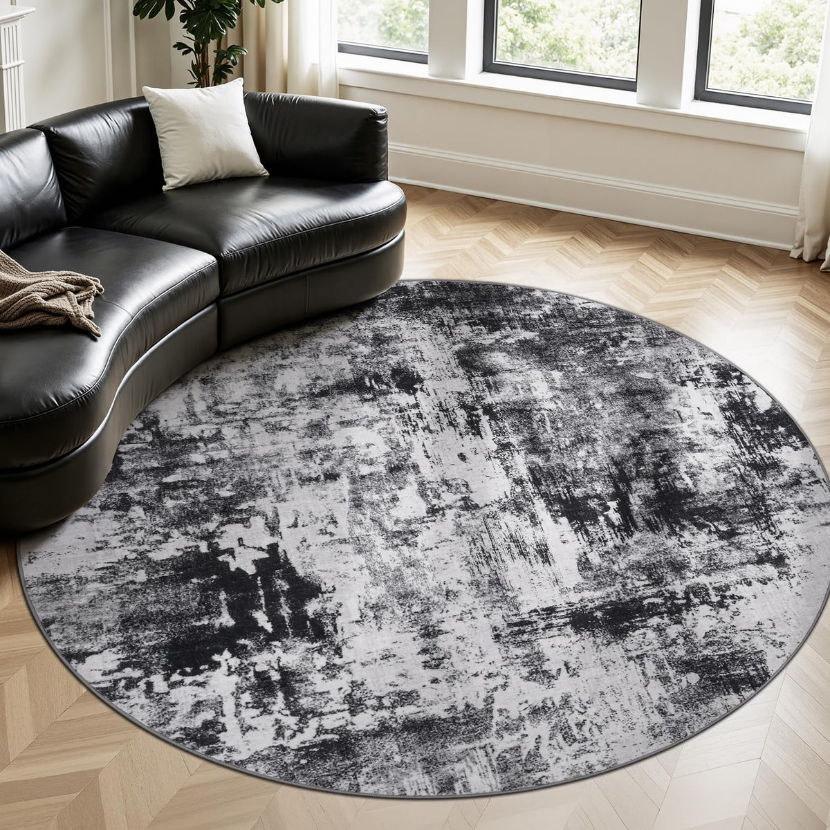 Rugflix 8x10 Area Rug for Living Room, Washable Navy Blue Dark Black Carpet
