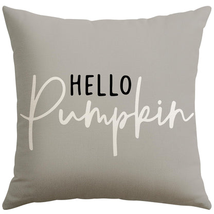 Artscope Hello Pumpkin Beige Lumbar Throw Pillow Cover 12x20 Inch Fall Decoration Cushion Cover Thanksgiving Farmhouse Pillow Case for Home Sofa Couch Decor