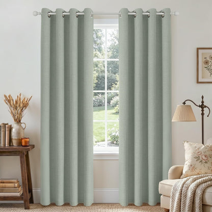 Joydeco 100% Blackout Curtains 63 Inch Length 2 Panels, Greyish White