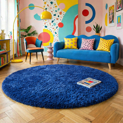 Amdrebio Pink Circle Round Fluffy Area Rug 4Ft for Girls Bedroom Kids Room