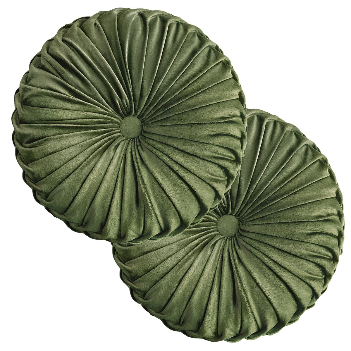 Teieas Round Throw Pillow Velvet Pleated Round Pillow Cushion Light Blue