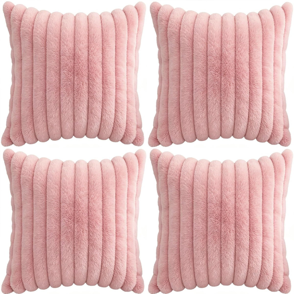 2 Pack 18x18 Pillow Cover Velvet Pillow Covers, Faux Fur Square Throw Pillow Covers for Living Room Decorations Throw Pillow Case, Throw Pillow Cover Cushion Cover for Home Sofa Bedroom Car, Pink
