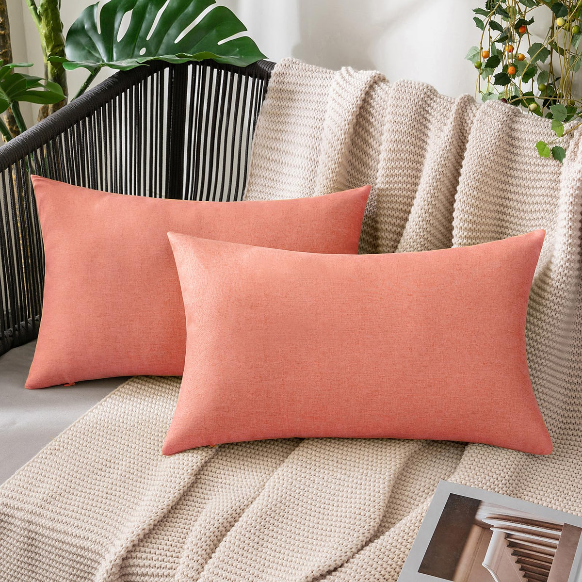 MIULEE Decorative Outdoor Pillow Covers Fall 18x18 Rust