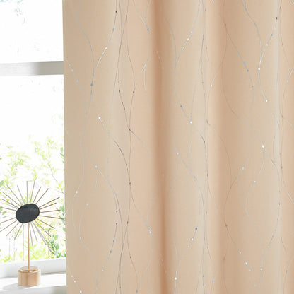 NICETOWN Grey Blackout Striped Pattern Curtains for Living Room, 52 x 84