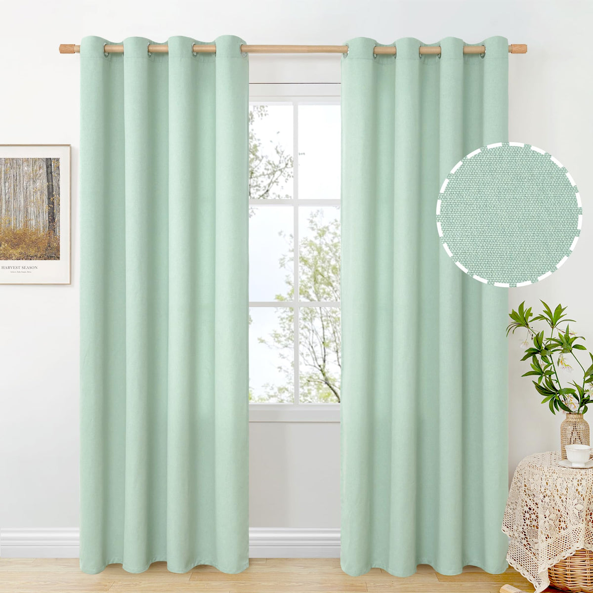 BGment Oatmeal Linen Curtains 84 Inch Length 2 Panels Set for Living Room