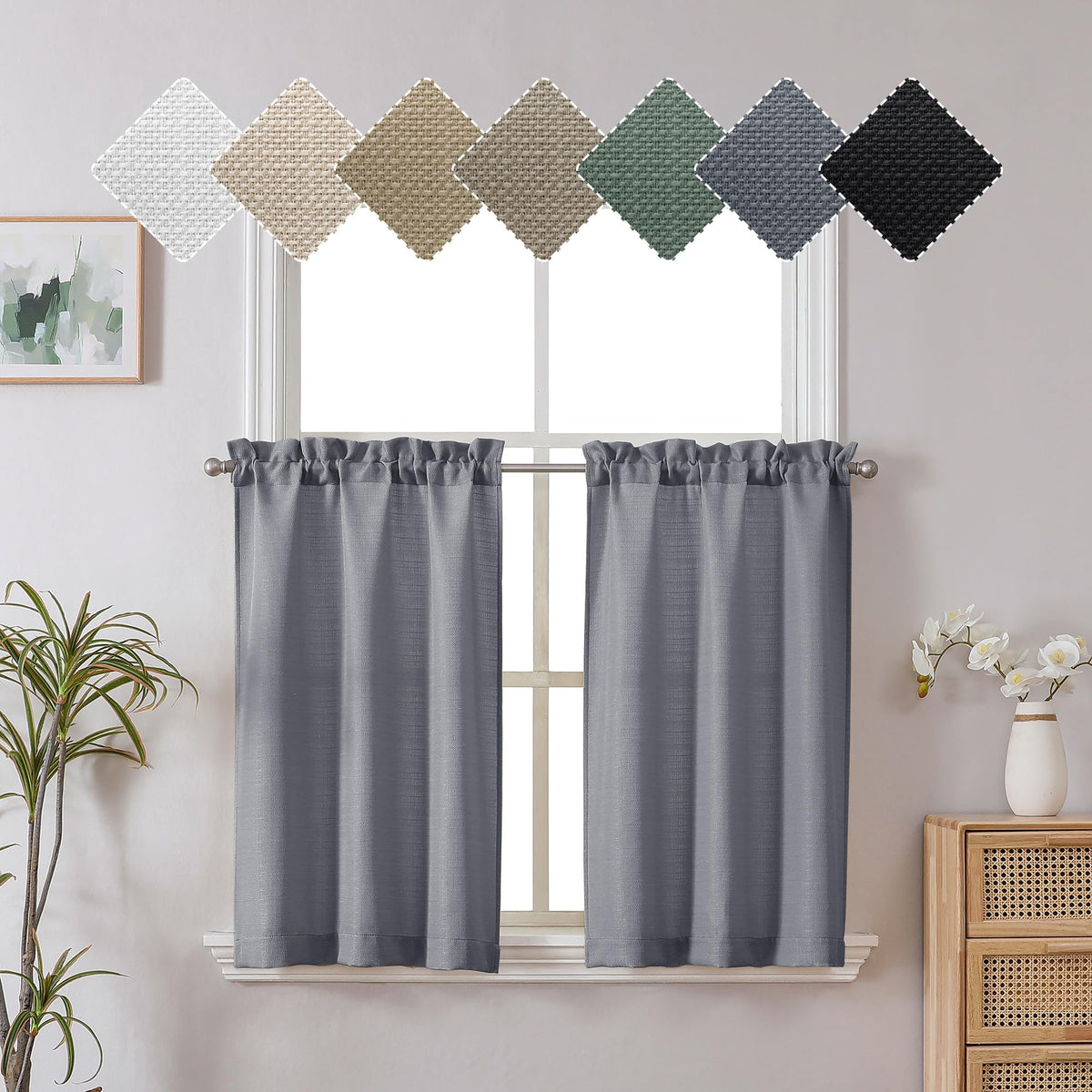 Chyhomenyc White Curtains 84 Inch Length 2 Panels 40Wx84L inches