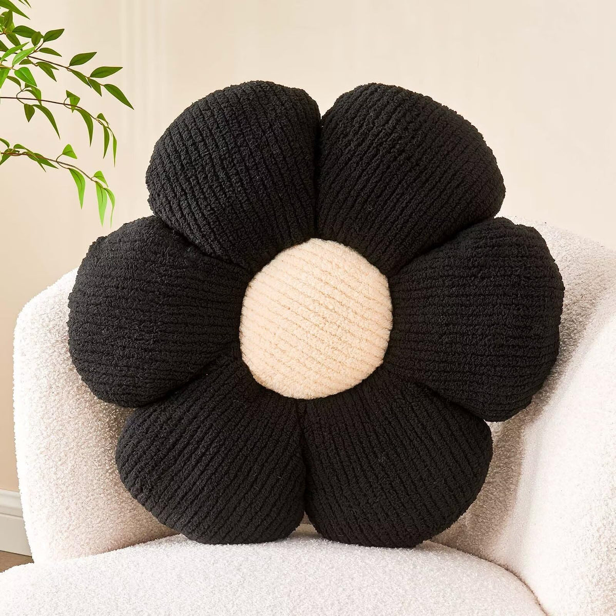 Kcvvcr Flower Throw Pillow, Soft White 14.9" Shaped Floor Pillow for Home Decor, Cute Aesthetic Plush Decorative Pillows for Bed, Sofa, Couch
