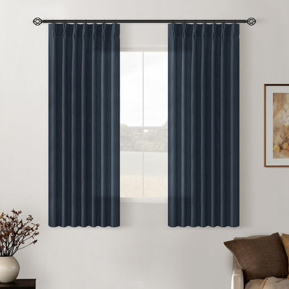 TWODRAPES Natural Pinch Pleated Linen Semi Sheer 84 Inch Curtains 2 Panels