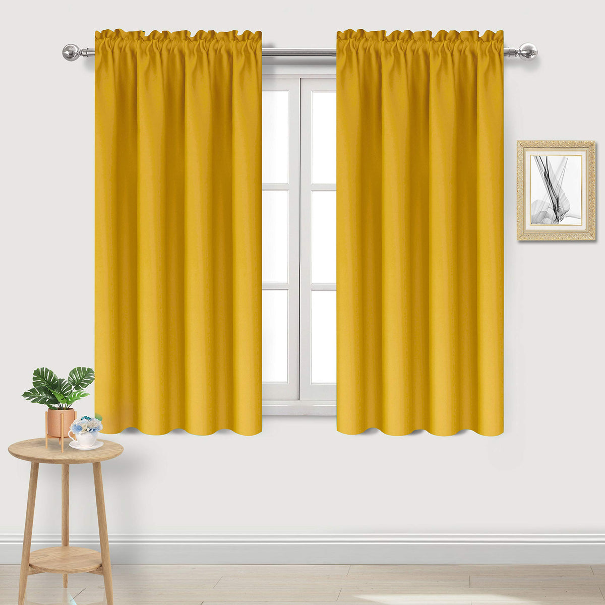 DWCN Blackout Curtains for Bedroom Living Room 42 x 63 Inch Long Black