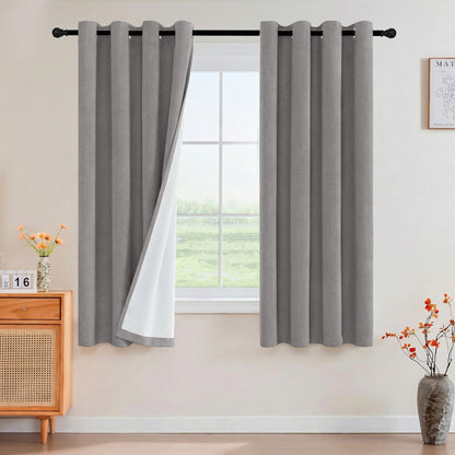 PrinceDeco Natural Linen Curtains 100% Blackout Linen Curtains for Bedroom Full Blackout Curtains 84 Inches Long Living Room Thermal Insulated Light Blocking Curtain Drapes White Backing, 2 Panels