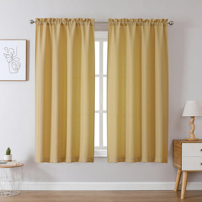 Chyhomenyc White Curtains 45 Inch Length 2 Panels, Faux Linen Textured